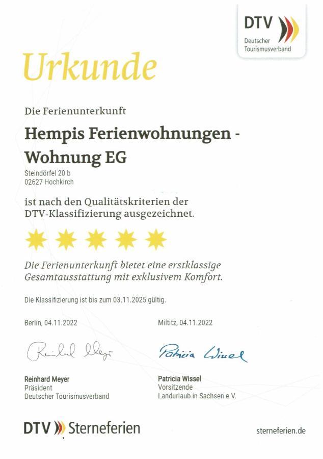 Hempis Ferienwohnungen Hochkirch 外观 照片